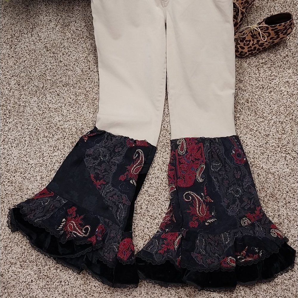 2926 Size 12 Ralph Lauren Tan and Black Upcycled Pants